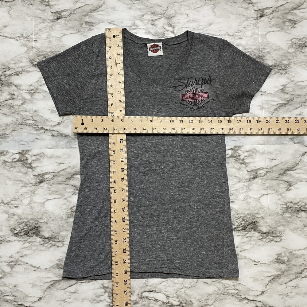 Harley Davidson STURGIS SOUTH DAKOTA Women's T Shirt Size S Gray Chest 16" L 26" - Picture 8 of 10